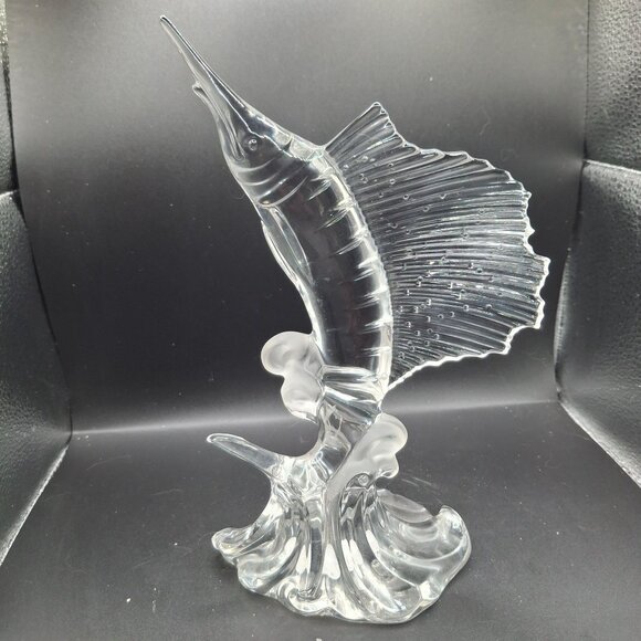 Lenox Fine Crystal Swordfish Water Dance Sculputre Germany Retired 8.5” - Picture 1 of 6
